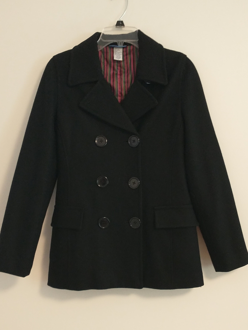 NWOT Delia's Double-breasted Wool Blend Black Pea Coat Size XSmall